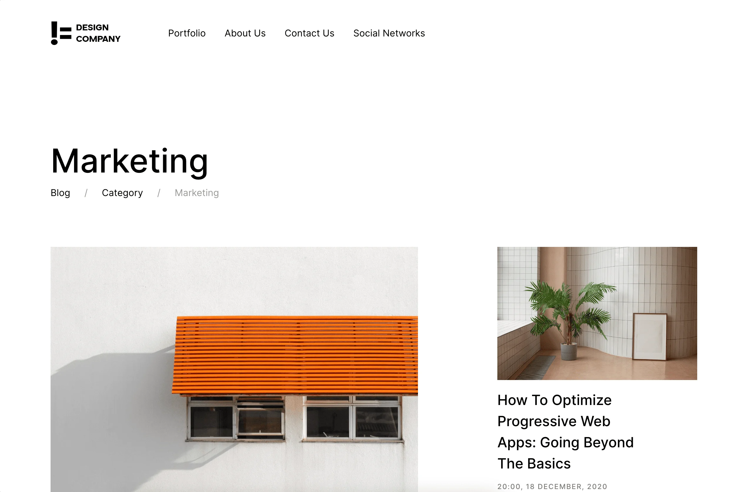 Portfolio website Not a Design Company - Blog Listing