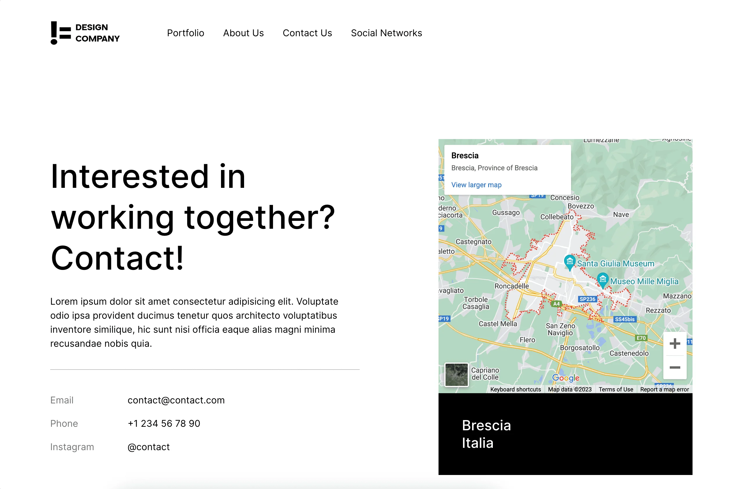 Portfolio website Not a Design Company - Contact