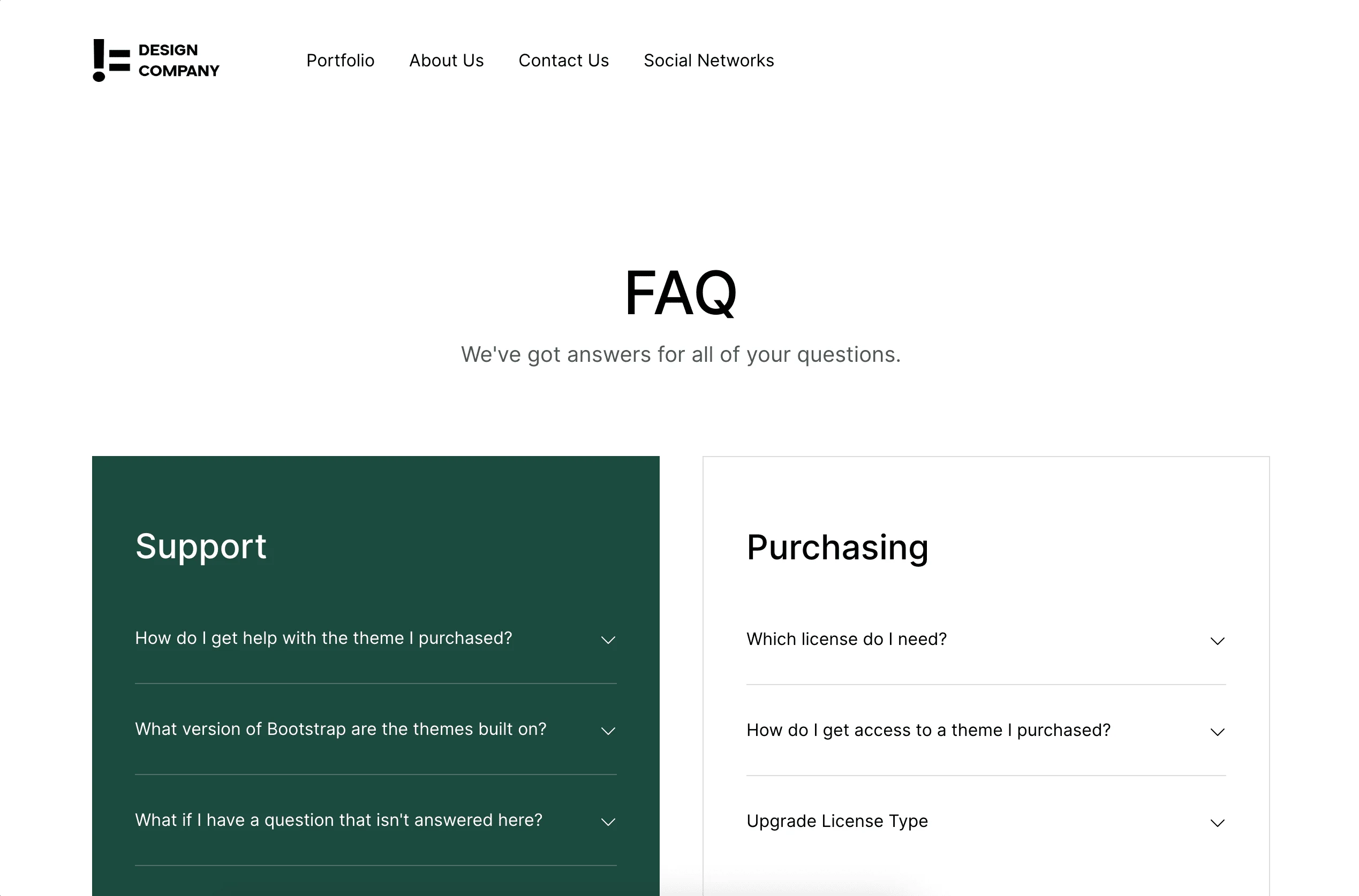 Portfolio website Not a Design Company - FAQ