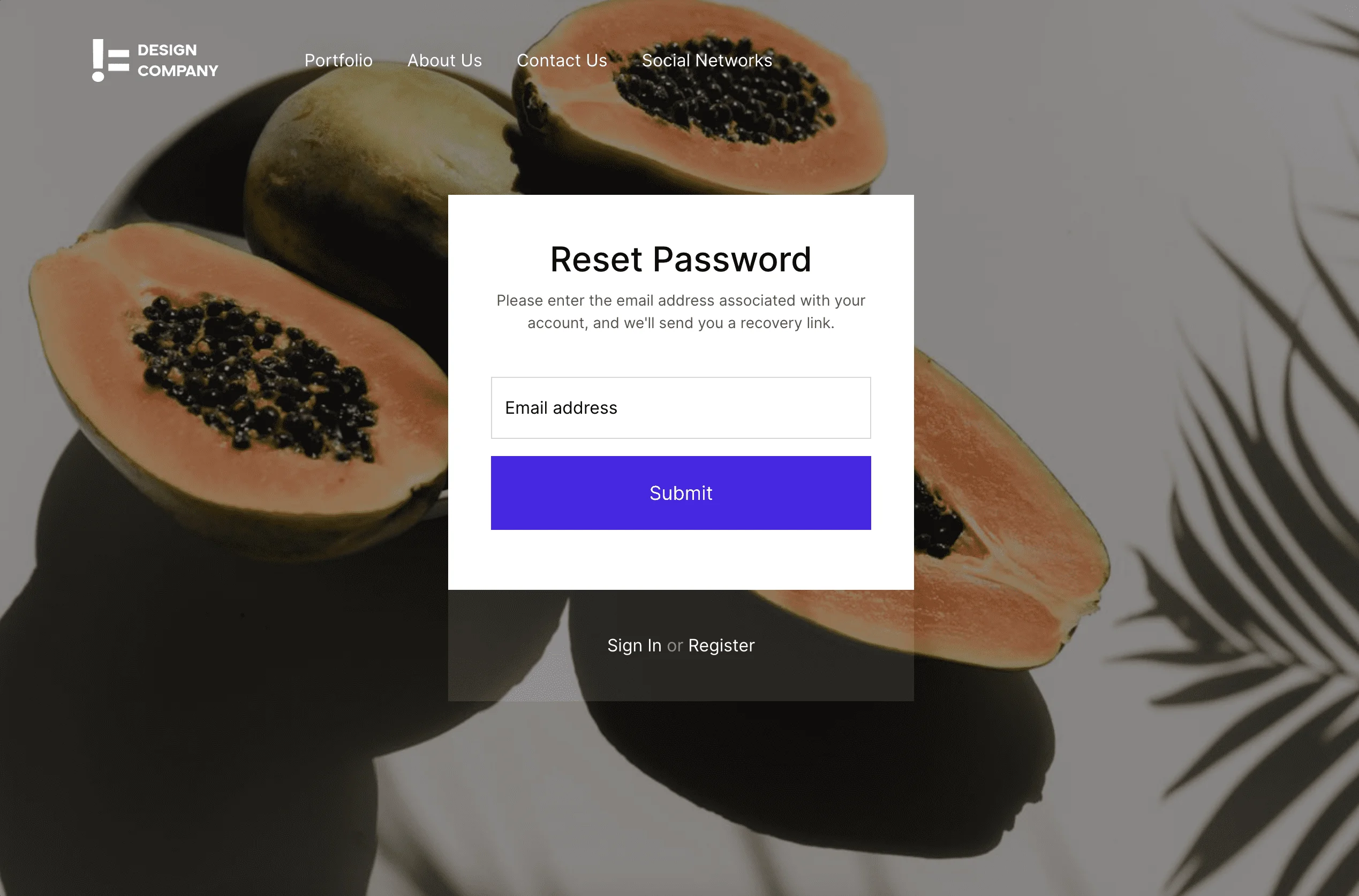 Portfolio website Not a Design Company - Forgot Password