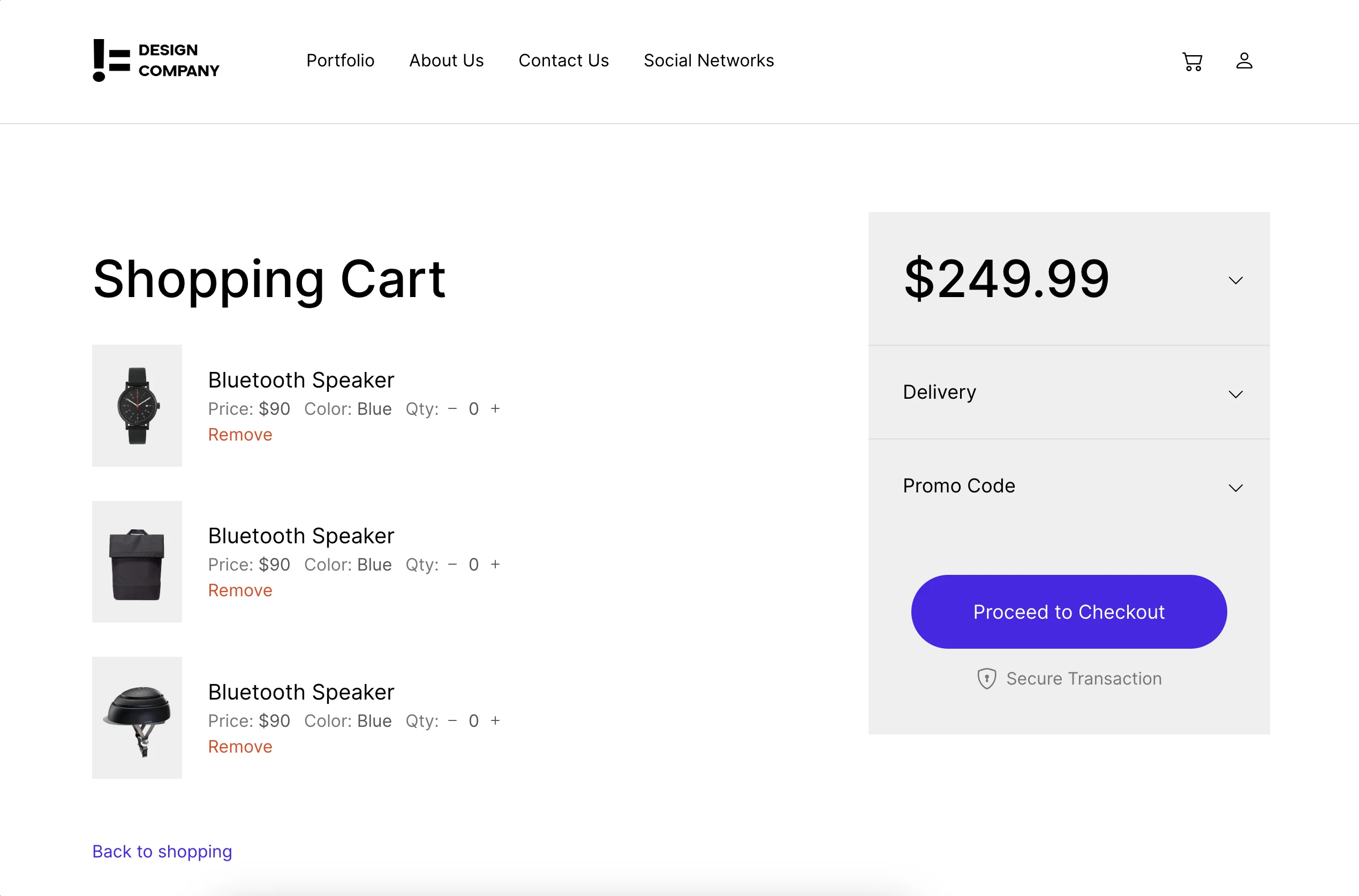 Portfolio website Not a Design Company - Cart