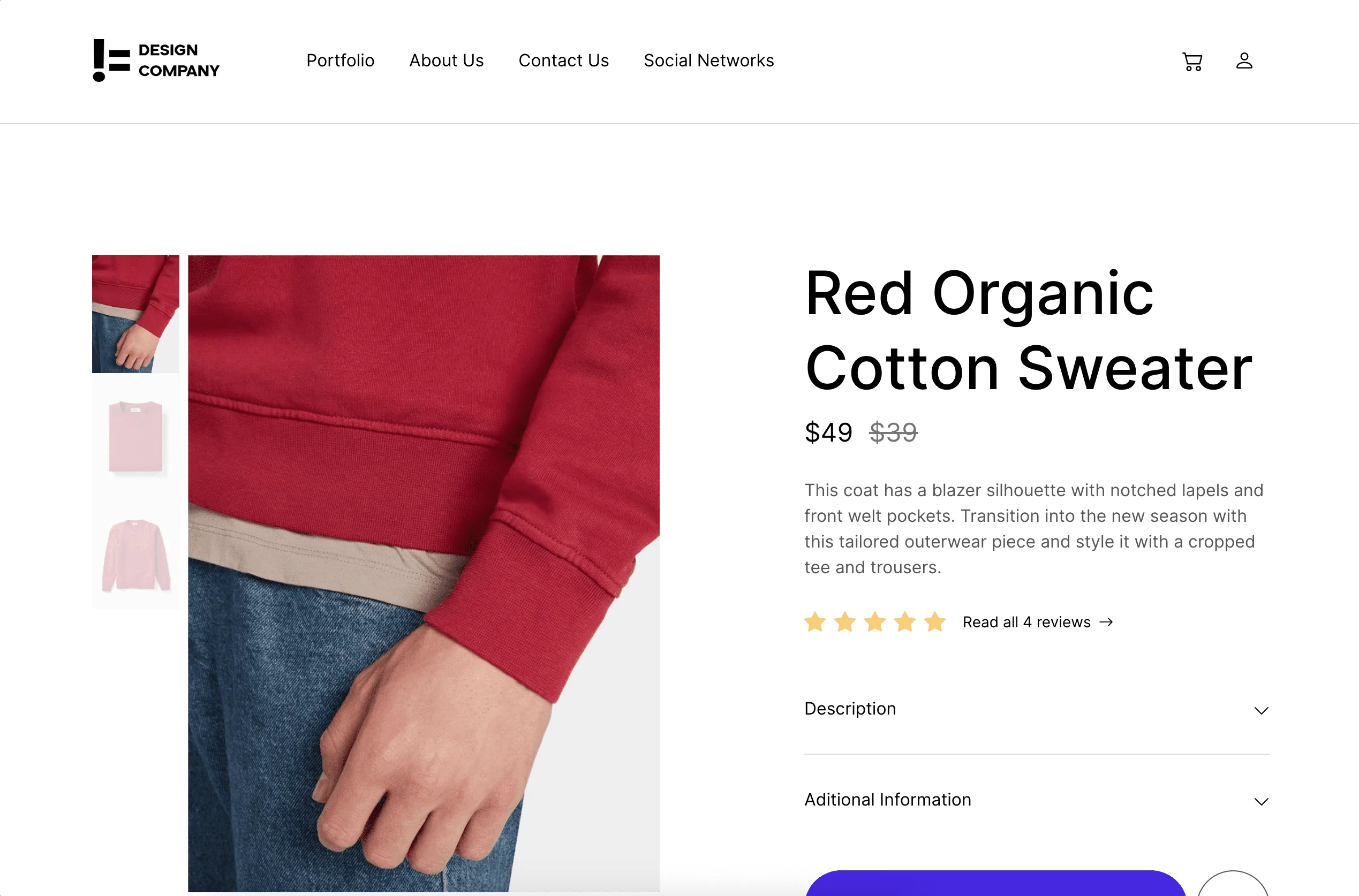 Portfolio website Not a Design Company - Product Page