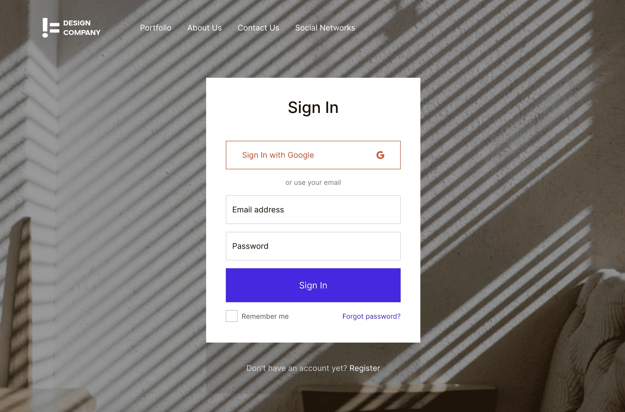 Portfolio website Not a Design Company - Sign In